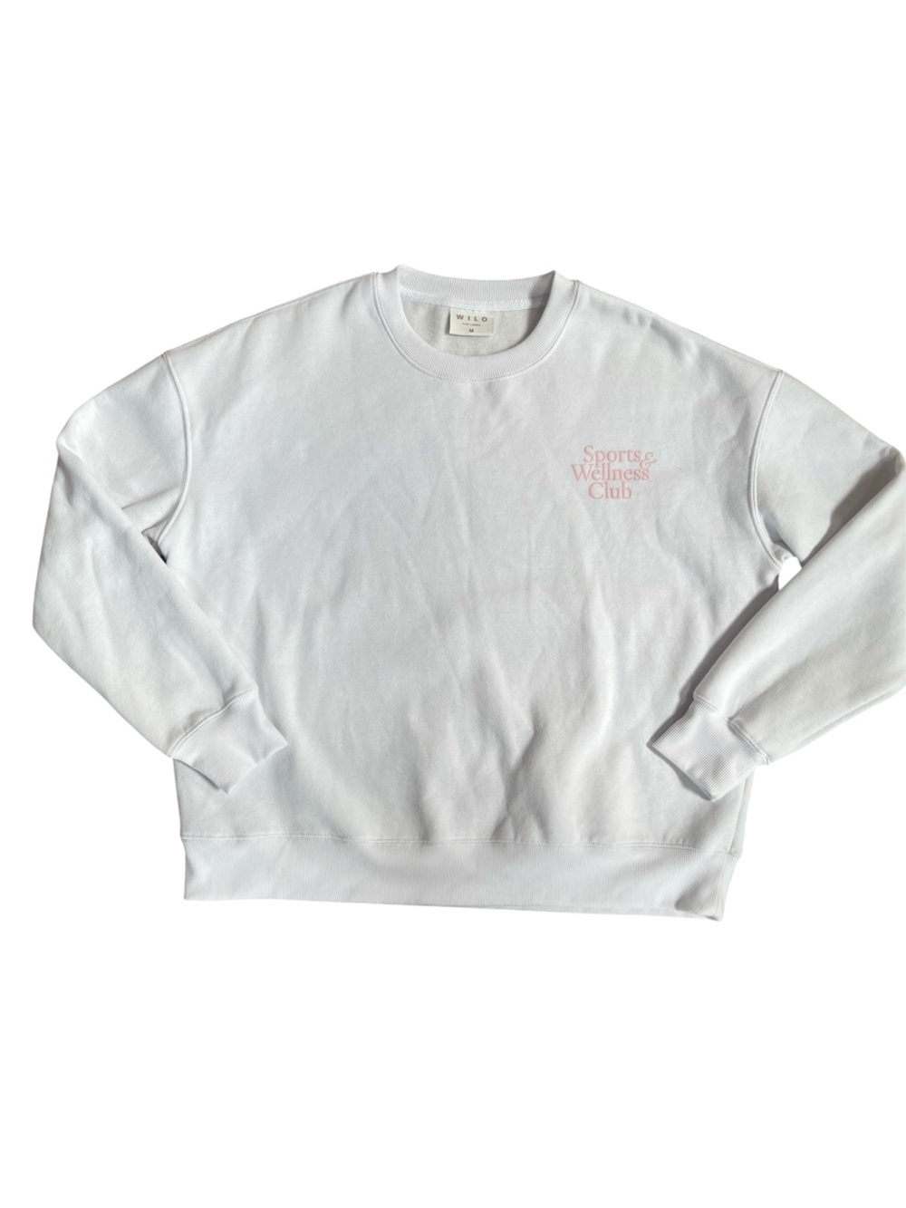 WILO the Label Anthropologie White Baby Pink Sports and Wellness Club Sweatshirt